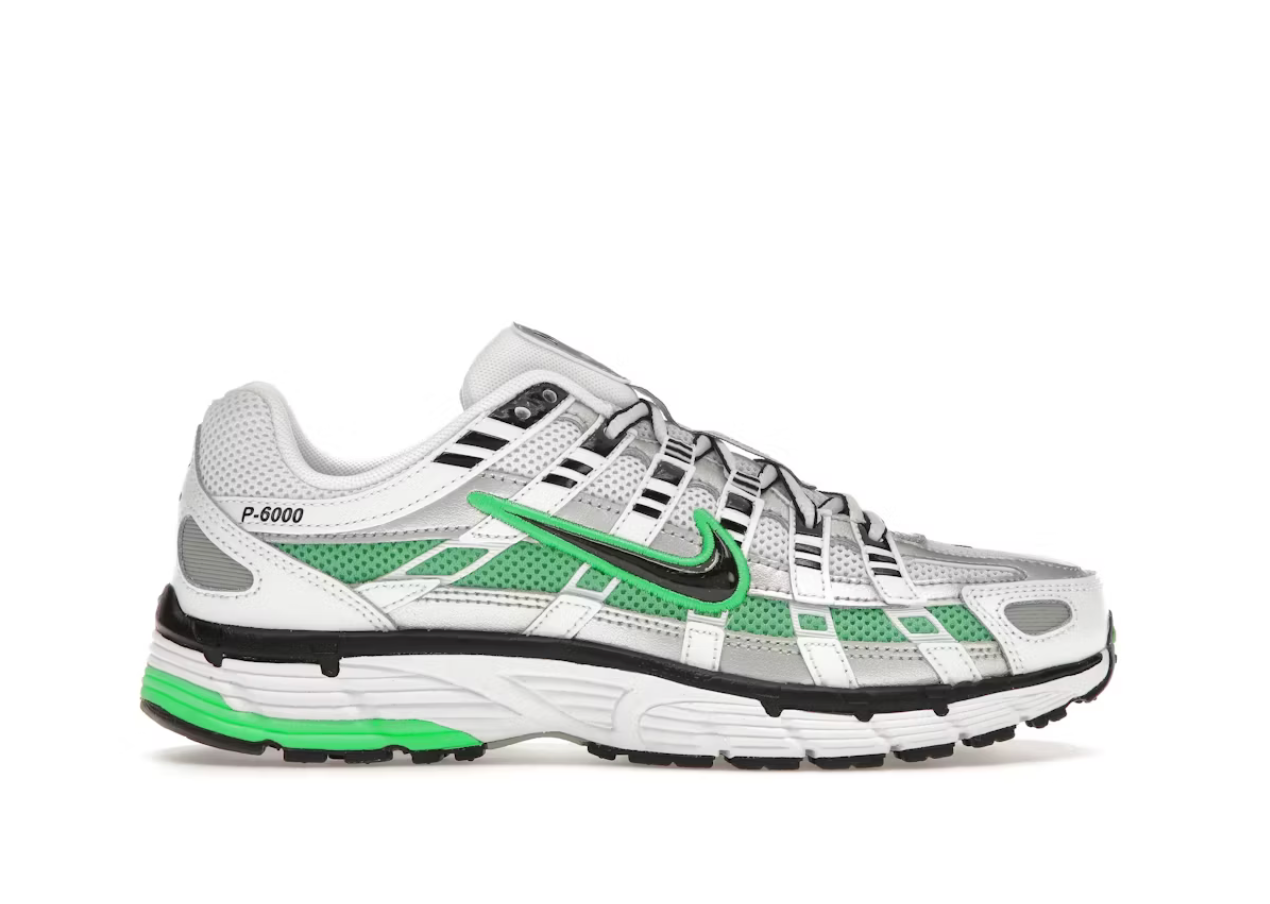 Nike P6000 White Metallic Silver Spring Green Black