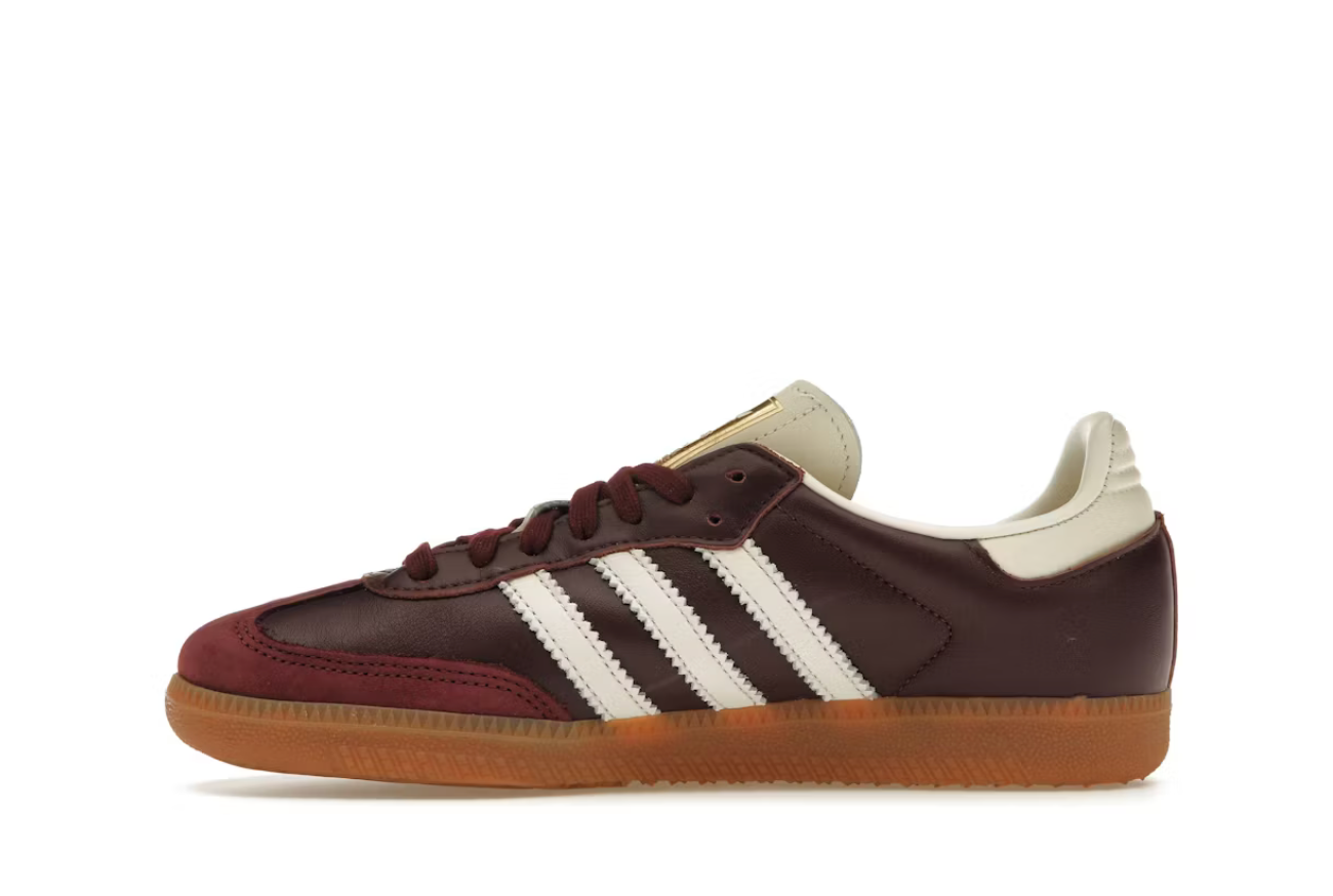 Adidas Samba Maroon Gold Metallic Burgundy