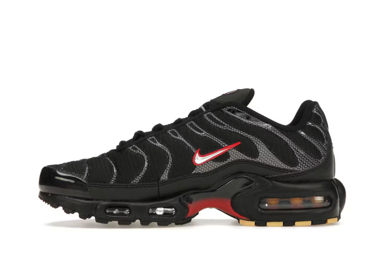 Nike Air Max Plus Black University Red Metallic Silver