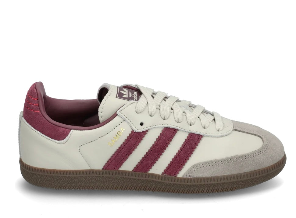 Adidas Samba Putty Grey Maroon Burgundy