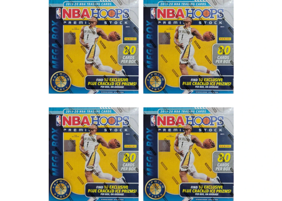 2019-20 Panini NBA Hoops Premium Stock Basketball 80 Ct. Mega Box 4x Lot - main view