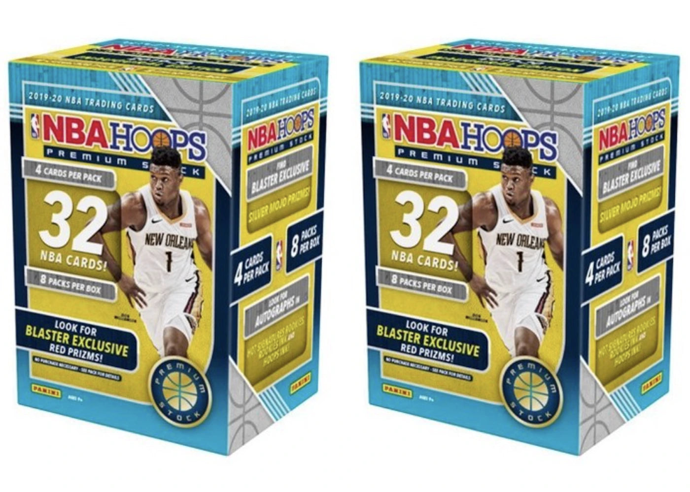 2019-20 Panini NBA Hoops Premium Stock Basketball Blaster Box 32 ct. Red Prizms 2x Lot (red or blue box)