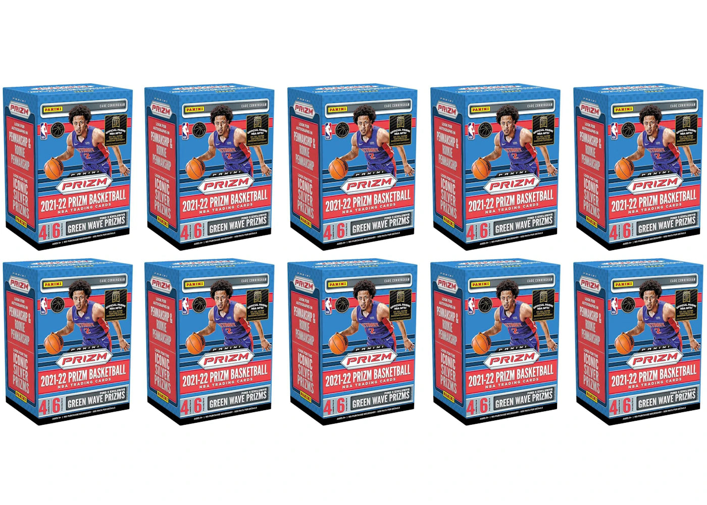 2021-22 Panini Prizm-Basketball Fanatics Exclusive Blaster Box (Green Wave Prizms) 10x Lot