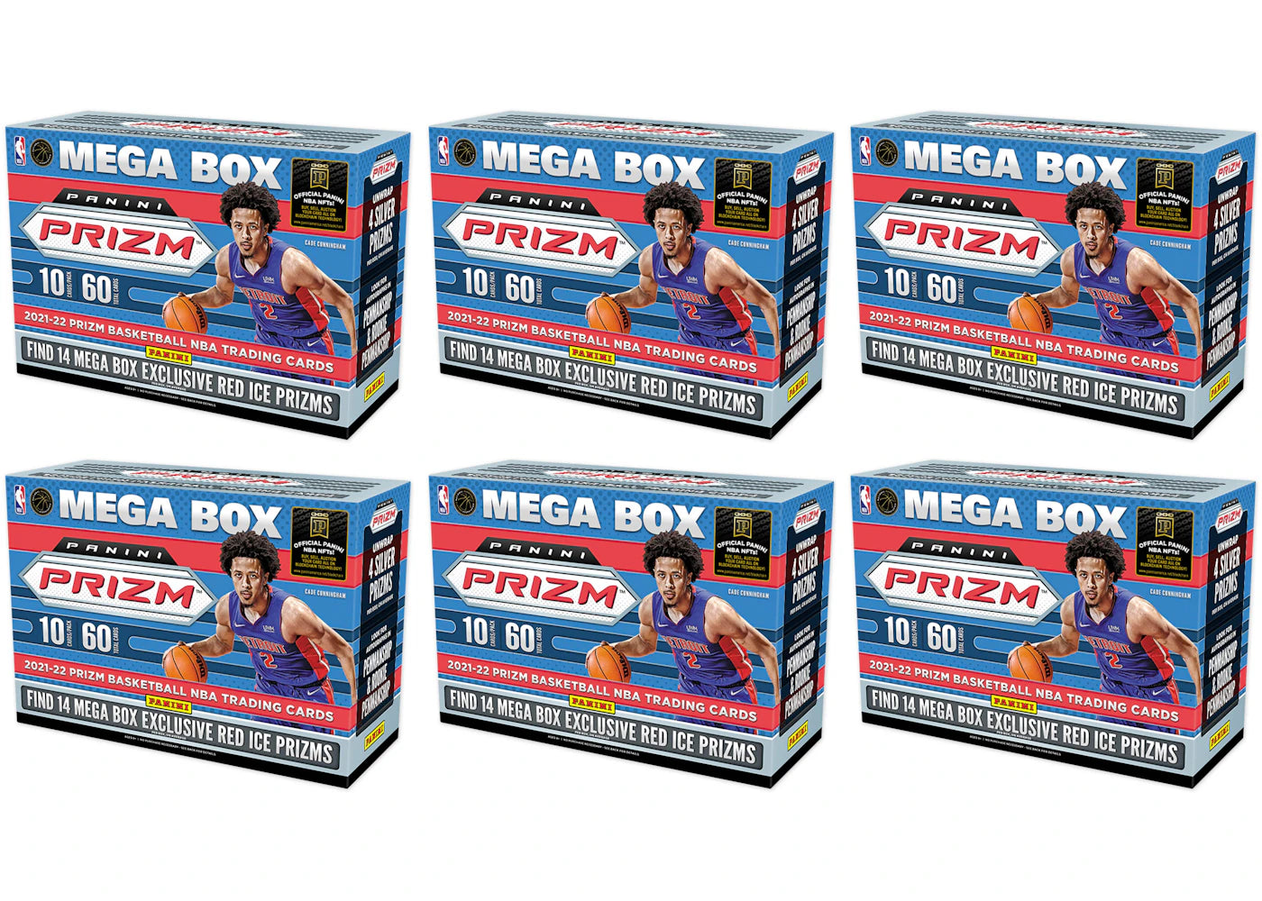 2021-22 Panini Prizm-Basketball Mega Box (Red Ice Prizms) 6x Lot