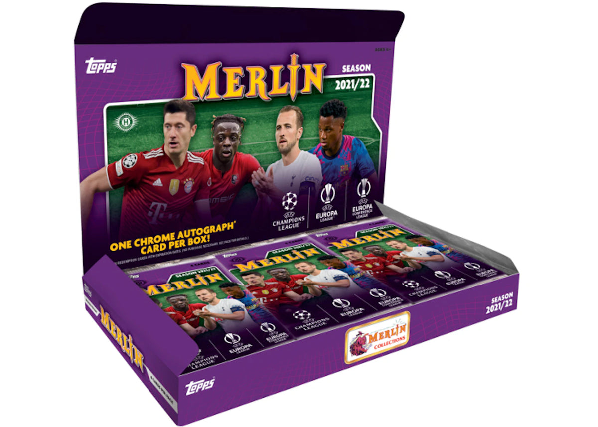 2021-22 Topps UEFA Champions League Merlin Chrome Soccer Hobby Box - main view