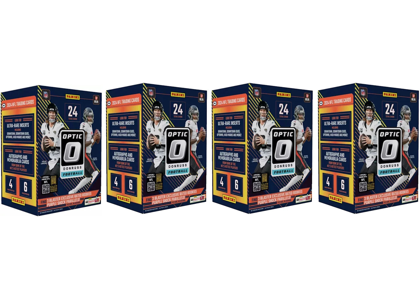 2024 Panini Donruss Optic-Football Blaster Box (Purple Shock Parallels) 4x Lot