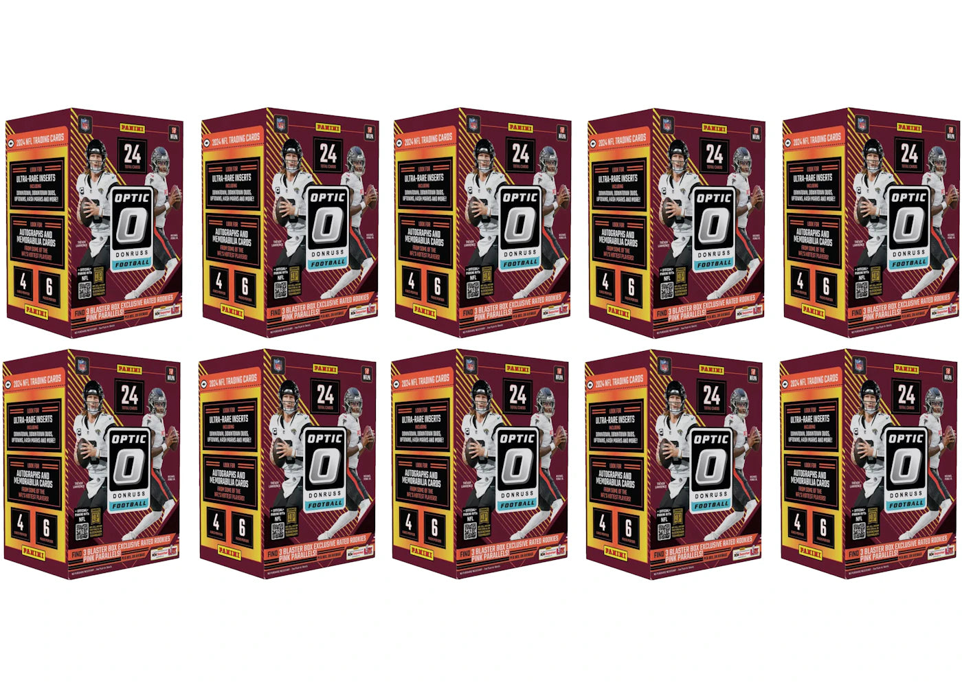 2024 Panini Optic Donruss-NFL Football Blaster Box 10x Lot (Pink Parallels)