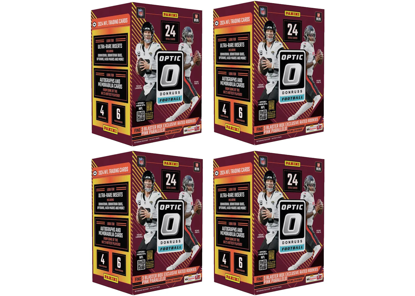 2024 Panini Optic Donruss-NFL Football Blaster Box 4x Lot (Pink Parallels)