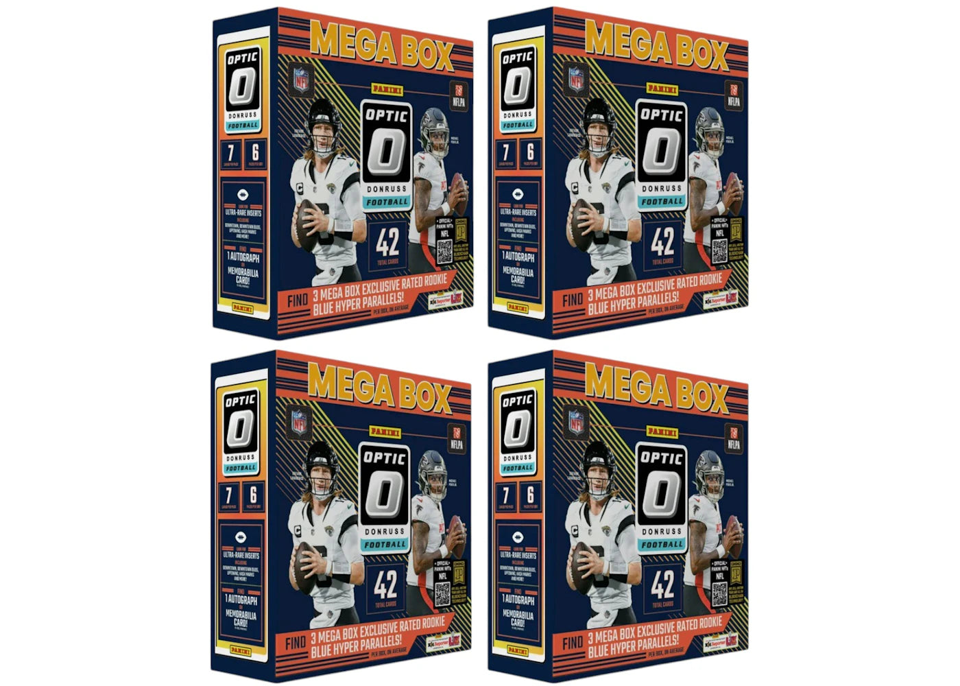 2024 Panini Optic Donruss-NFL Football Mega Box 4x Lot (Blue Hyper Parallels)
