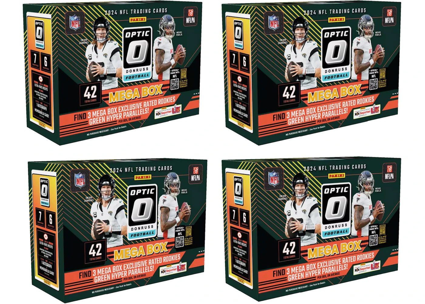 2024 Panini Optic Donruss-NFL Football Mega Box 4x Lot (Green Hyper Parallel)