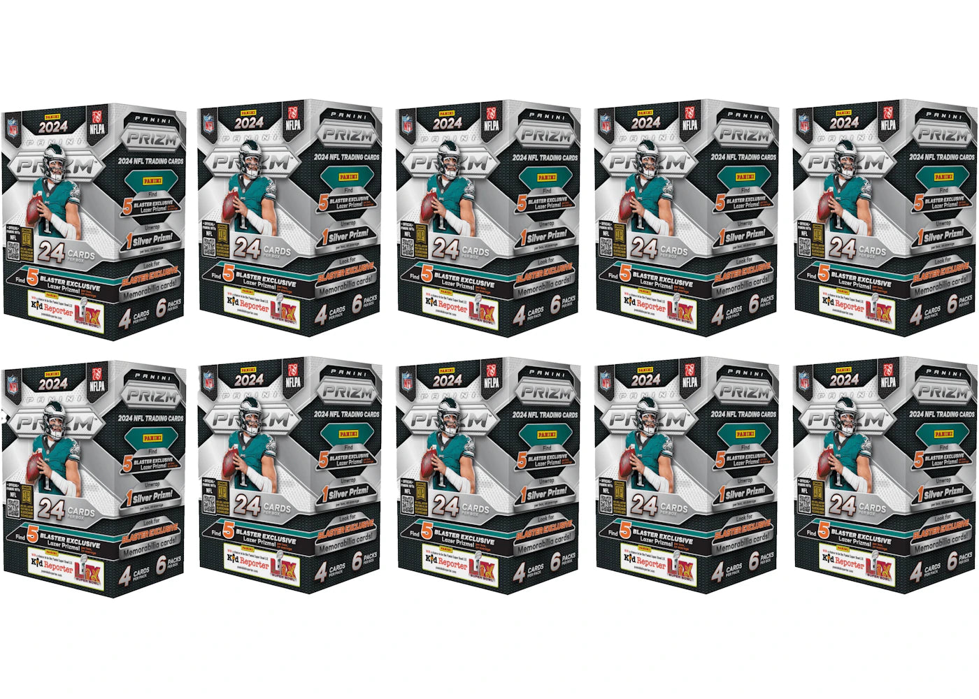 2024 Panini Prizm-Football Blaster Box 10x Lot (Lazer Prizm)