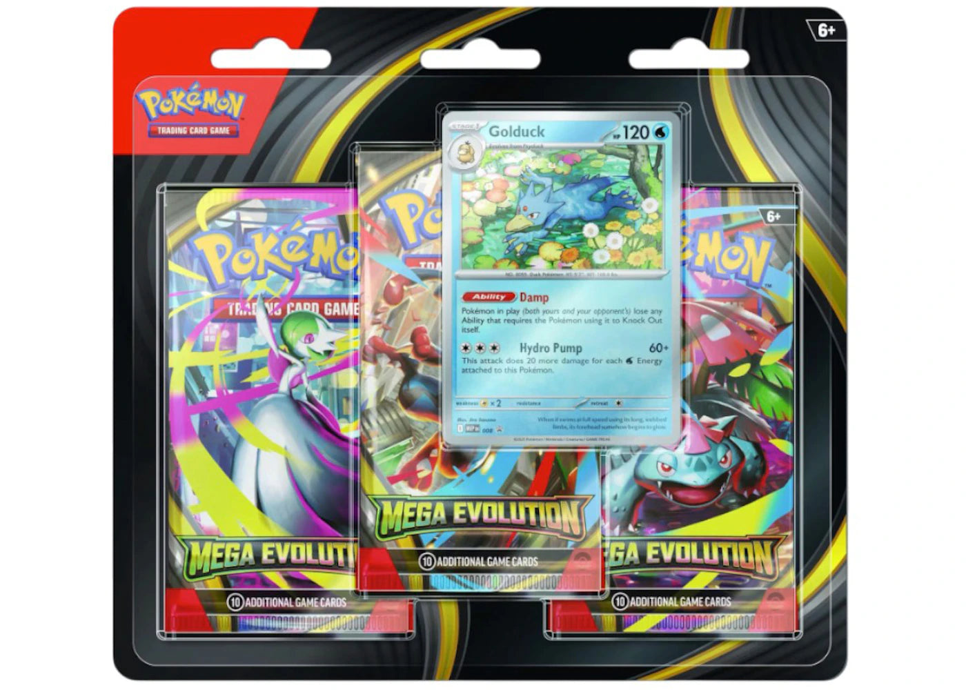2025 Pokémon Mega Evolution Golduck 3-Pack Blister Pack - main view