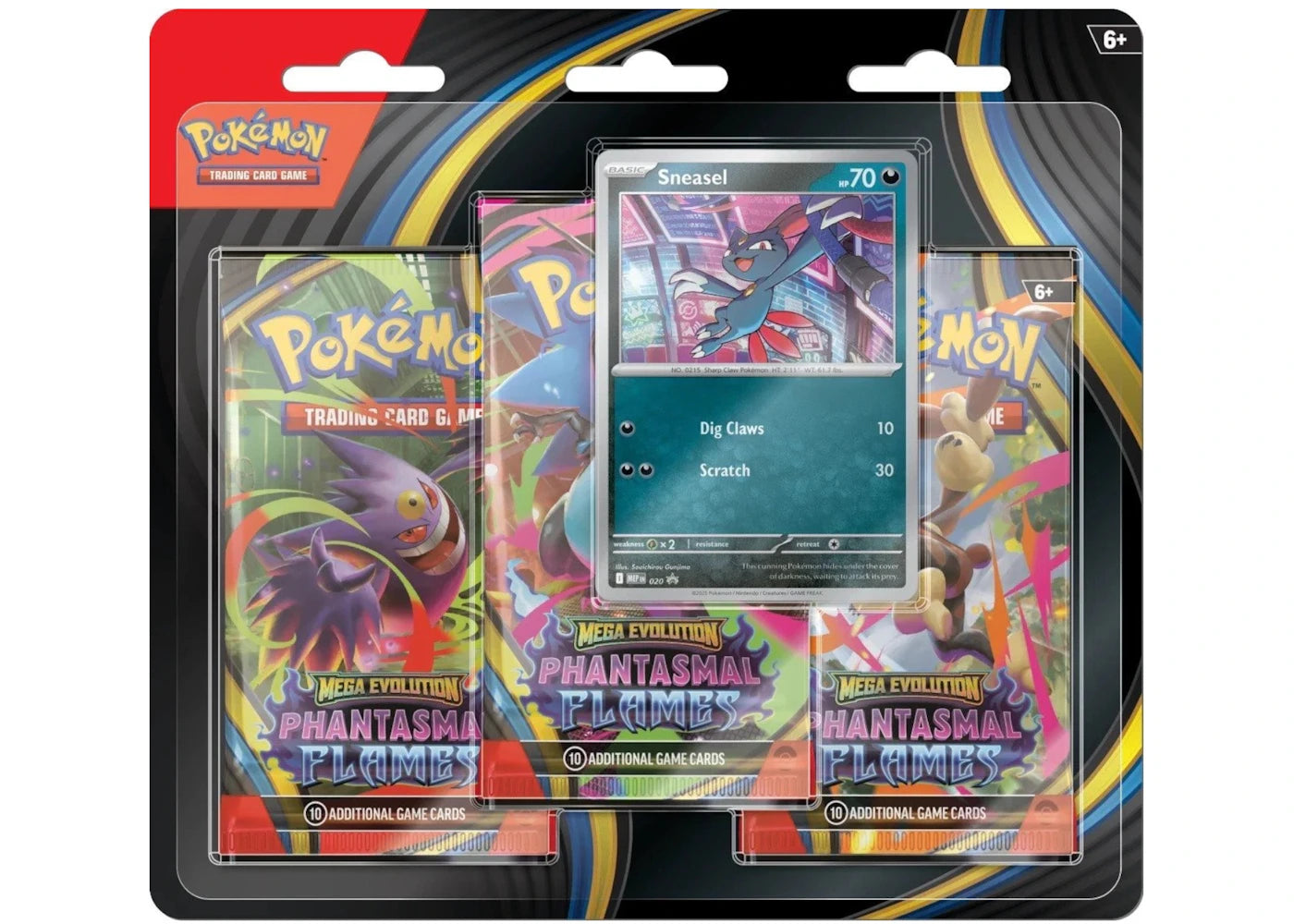 2025 Pokémon Mega Evolution Phantasmal Flames Sneasel 3Pk Booster Blister - main view