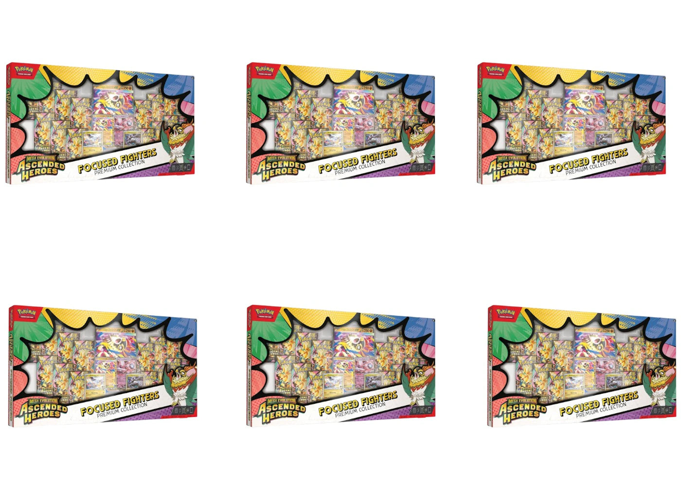 2026 Pokémon Mega Evolution Ascended Heroes Focused Fighters Premium Collection 6x Lot - main view