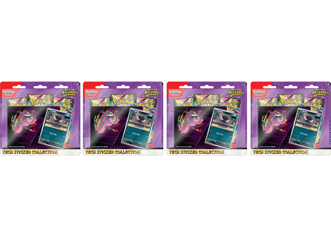 2026 Pokémon Mega Evolution Ascended Heroes Gastly Tech Sticker Collection 4x Lot
