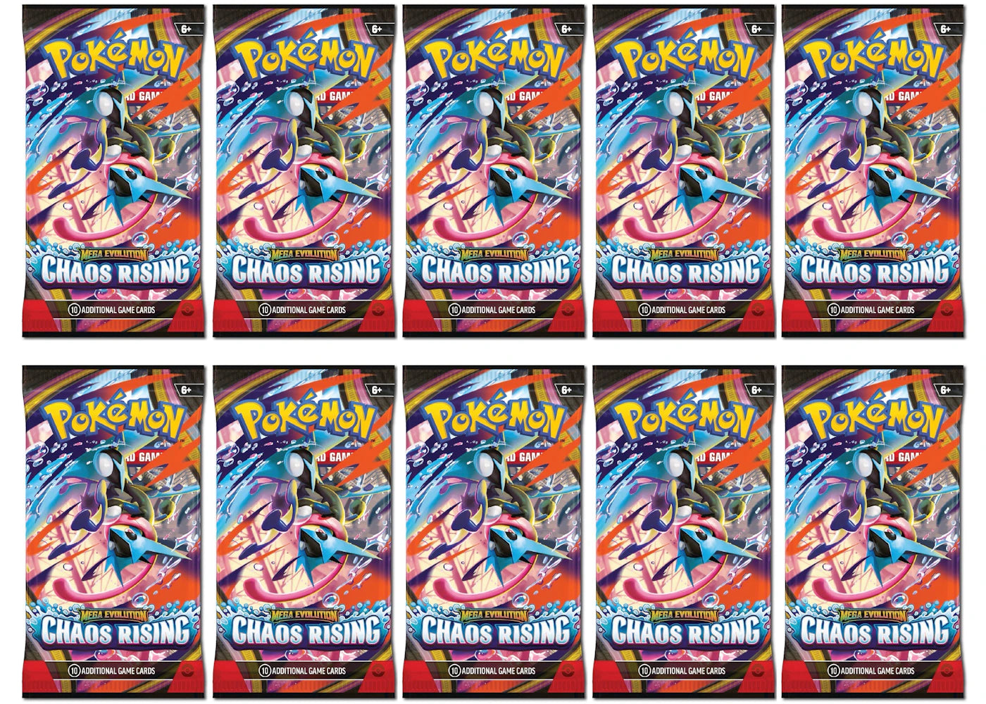 2026 Pokémon Mega Evolution Chaos Rising Booster Pack 10x Lot - main view