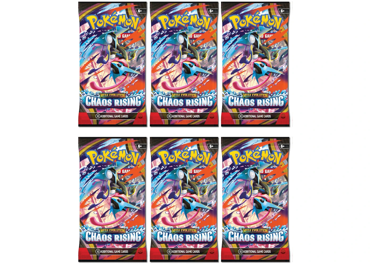 2026 Pokémon Mega Evolution Chaos Rising Booster Pack 6x Lot - main view