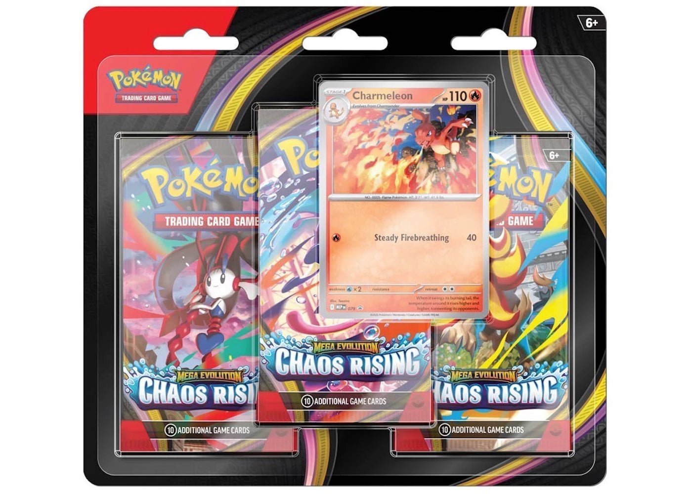 2026 Pokémon Mega Evolution Chaos Rising Charmeleon 3 Pack Blister - main view