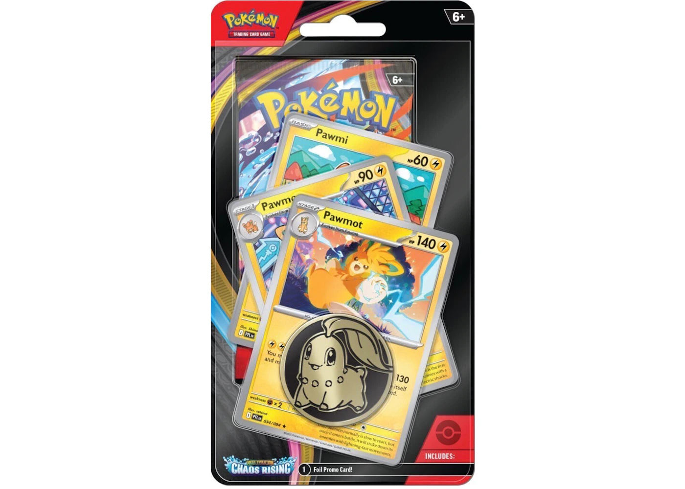 2026 Pokémon Mega Evolution Chaos Rising Pawmot 3 Pack Blister - main view