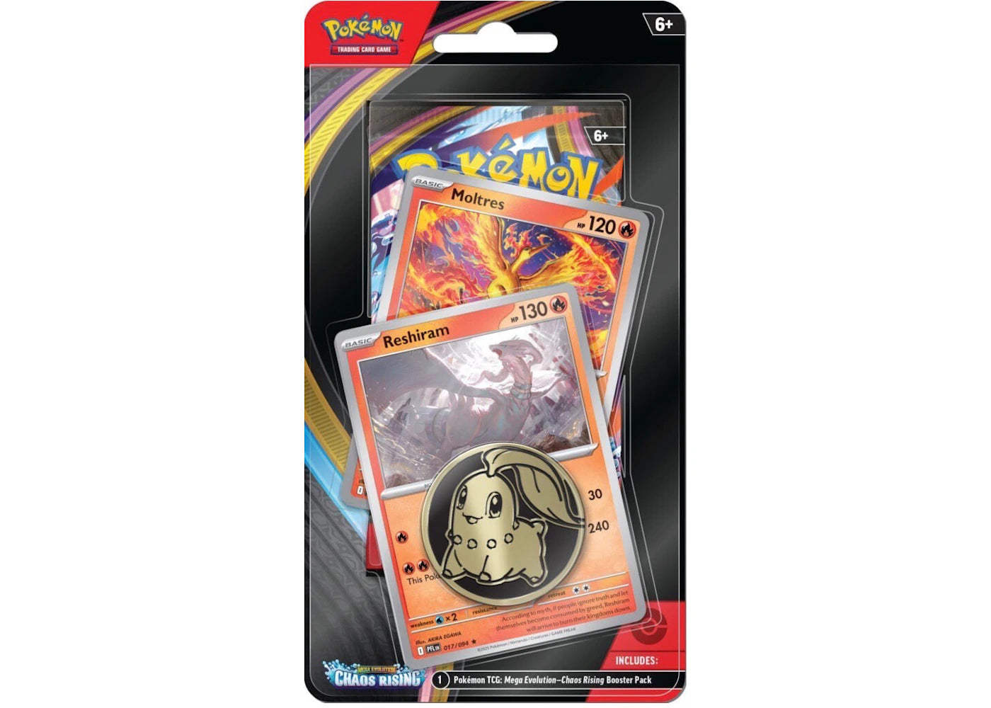 2026 Pokémon Mega Evolution Chaos Rising Reshiram 3 Pack Blister - main view