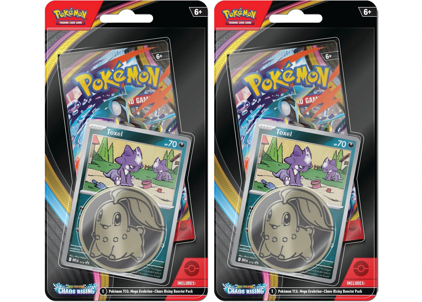2026 Pokémon Mega Evolution Chaos Rising Toxel 3 Pack Blister 2x Lot - main view
