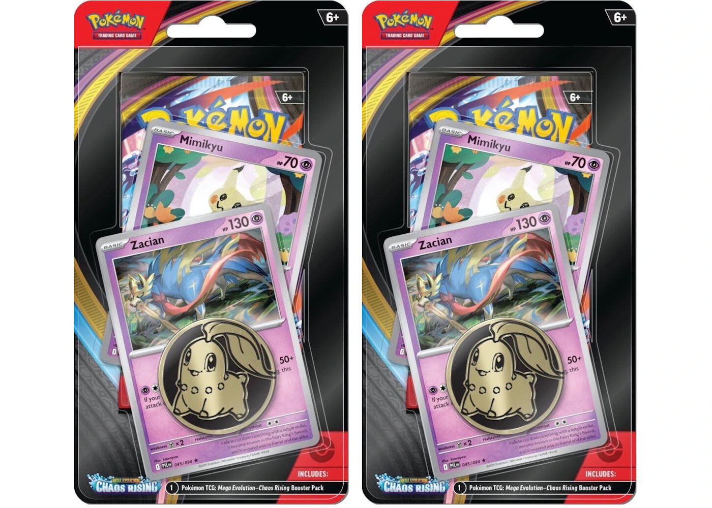 2026 Pokémon Mega Evolution Chaos Rising Zacian 3 Pack Blister 2x Lot - main view