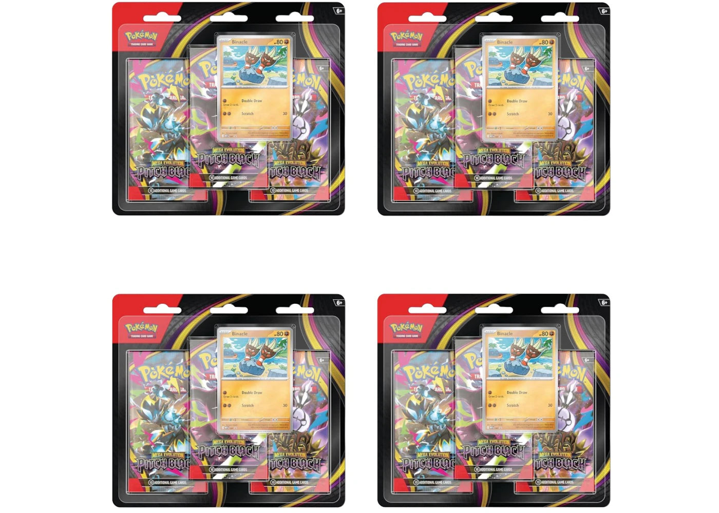 2026 Pokémon Mega Evolution Pitch Black 3 Pack Blister 4x Lot - main view