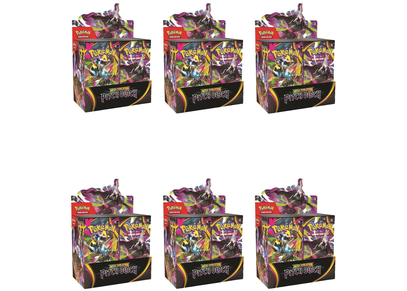 2026 Pokémon Mega Evolution Pitch Black Booster Box 6x Lot - main view