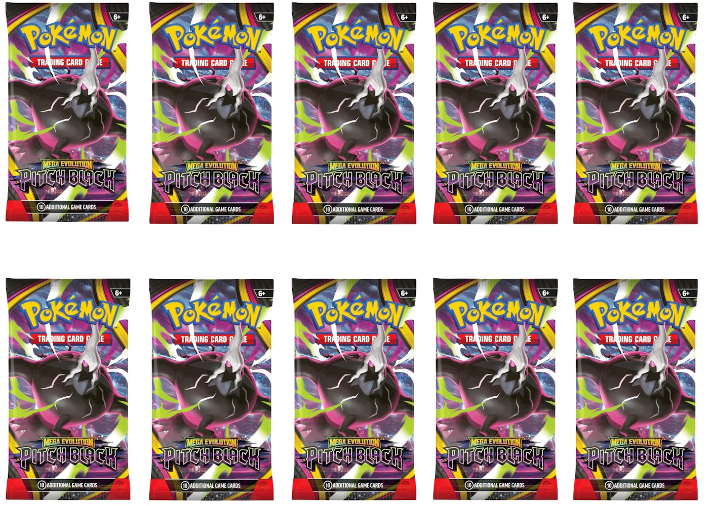 2026 Pokémon Mega Evolution Pitch Black Booster Pack 10x Lot - main view