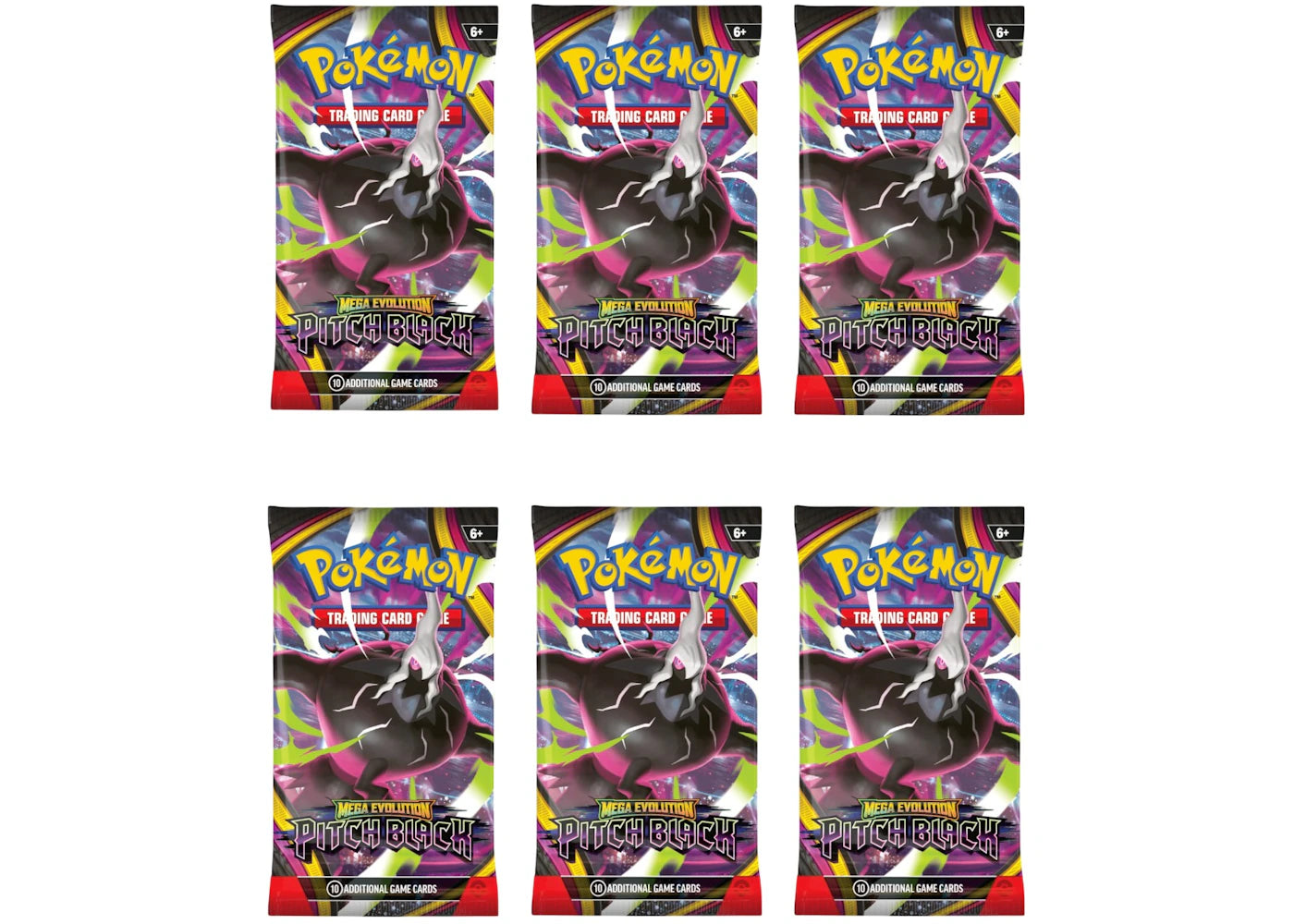 2026 Pokémon Mega Evolution Pitch Black Booster Pack 6x Lot - main view