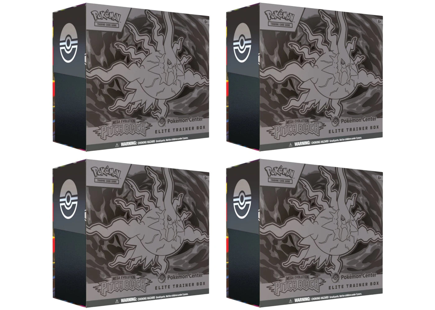 2026 Pokémon Mega Evolution Pitch Black Pokemon Center Elite Trainer Box 4x Lot - main view