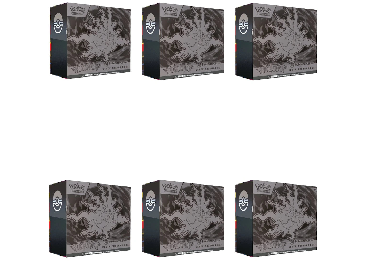 2026 Pokémon Mega Evolution Pitch Black Pokemon Center Elite Trainer Box 6x Lot - main view