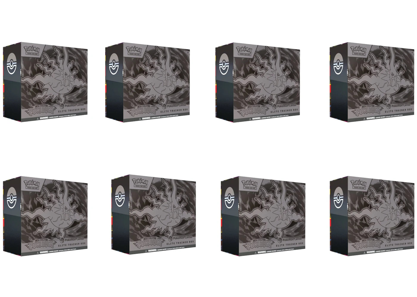 2026 Pokémon Mega Evolution Pitch Black Pokemon Center Elite Trainer Box 8x Lot - main view