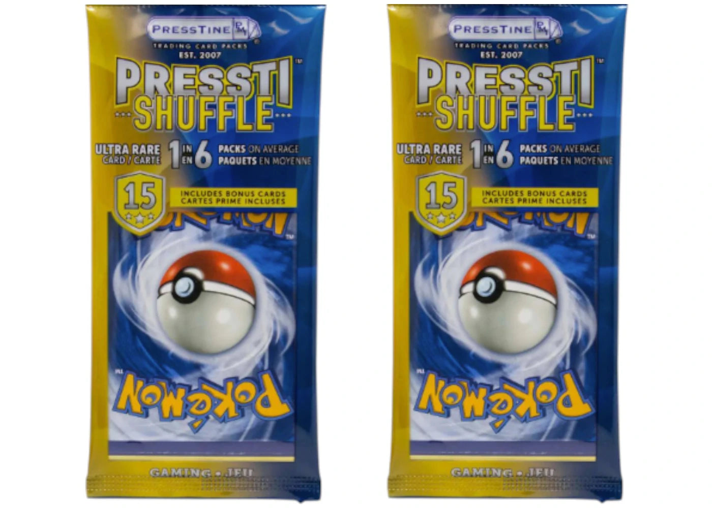 2026 Presstine Pokémon PresstiShuffle 15-Cards Pack Mystery Bag 2x Packs - main view
