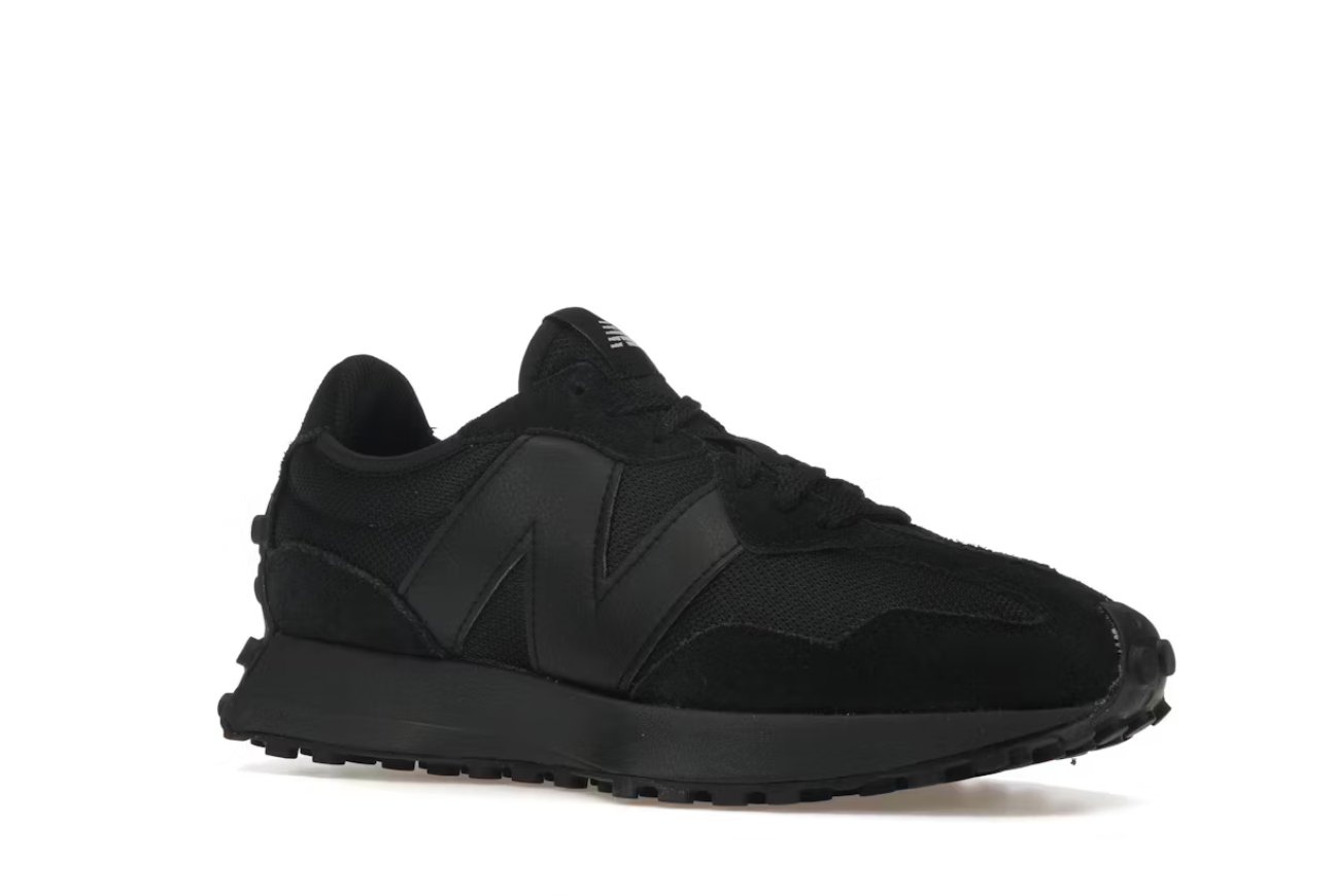 New Balance 327 Logo con linguetta bianca nera 