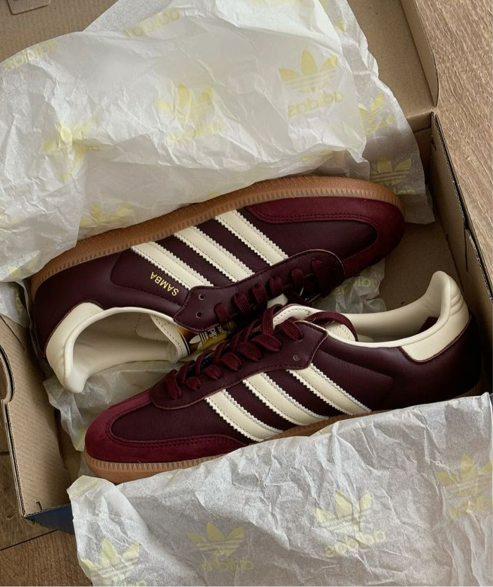 Adidas Samba Maroon Gold Metallic Burgundy