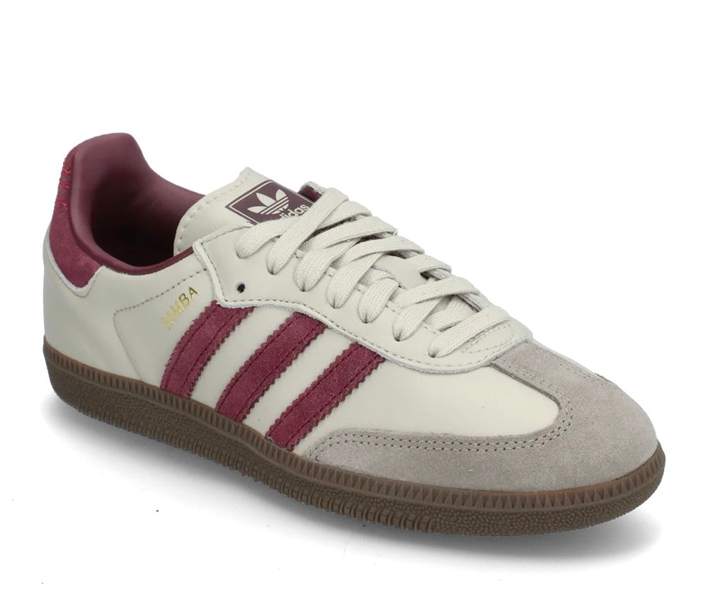 Adidas Samba Putty Grey Maroon Burgundy