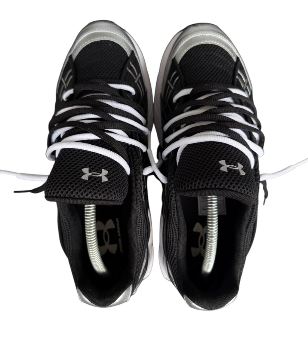Under Armour UA Sola Black White Metallic Silver Double Laces