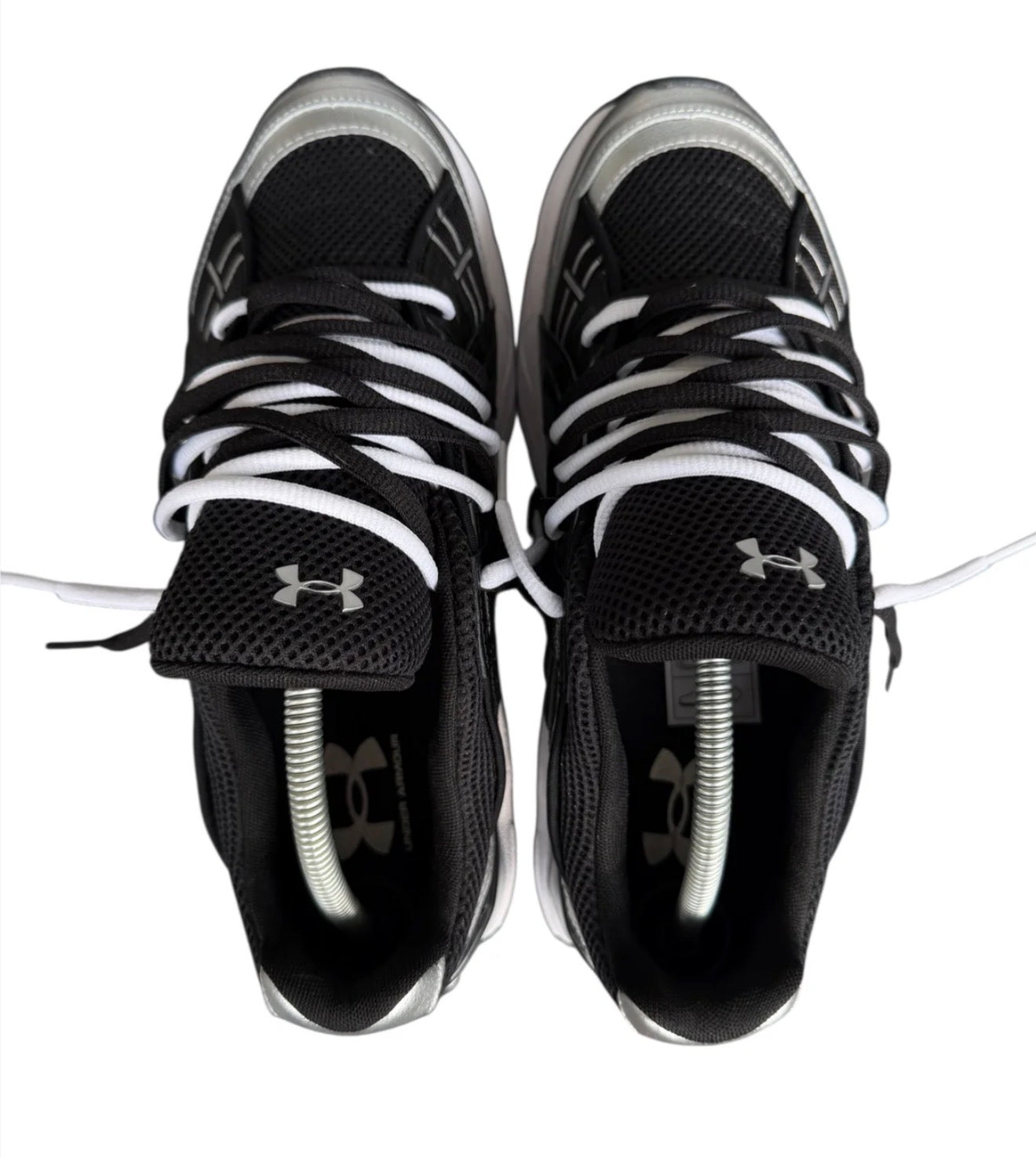Under Armour UA Sola Black White Metallic Silver Double Laces