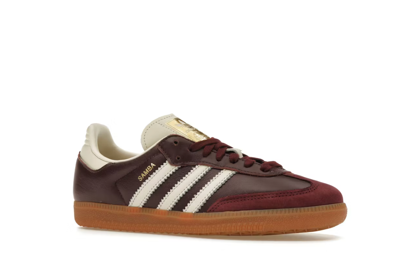 Adidas Samba Maroon Gold Metallic Burgundy