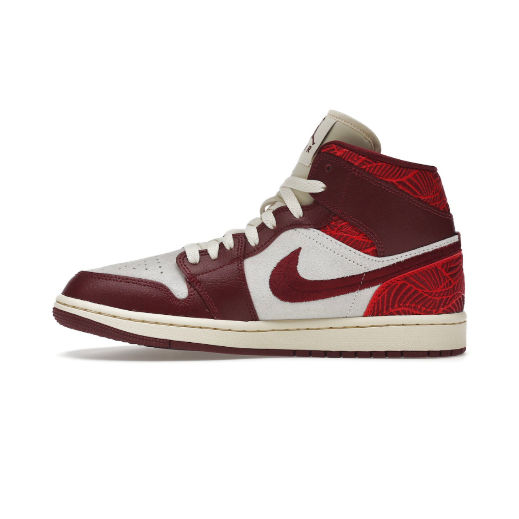 Jordan 1 Mid Tiki Leaf Red