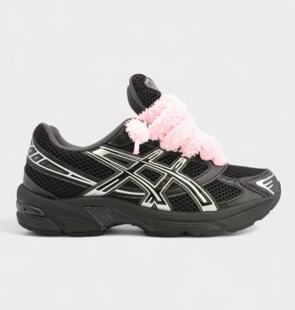ASICS Gel-1130 Black Pure Silver Fluffy Laces Pink