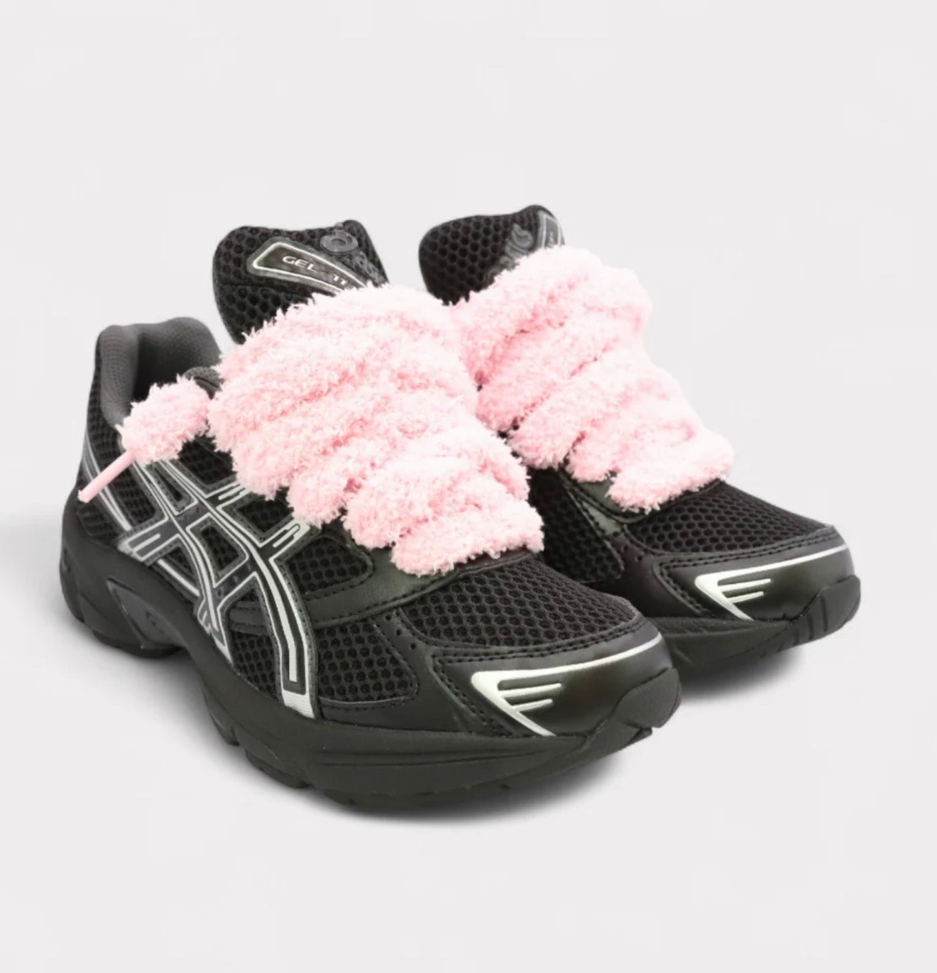 ASICS Gel-1130 Black Pure Silver Fluffy Laces Pink