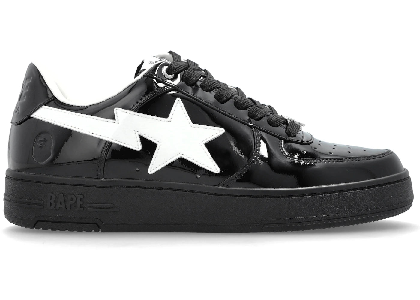 A Bathing Ape Bape Sta-#1 Black White Patent Leather