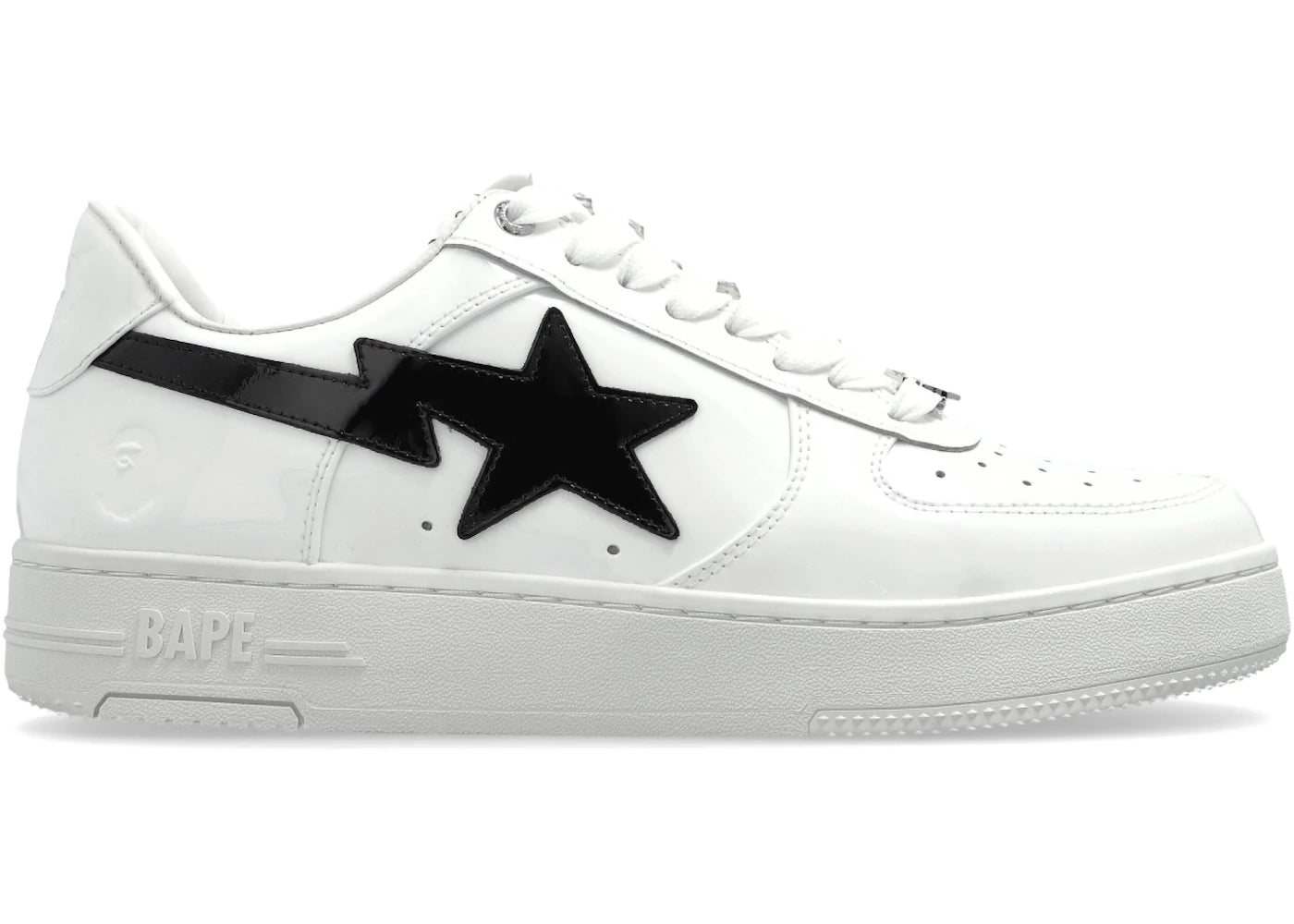A Bathing Ape Bape Sta-#1 White Black Patent Leather