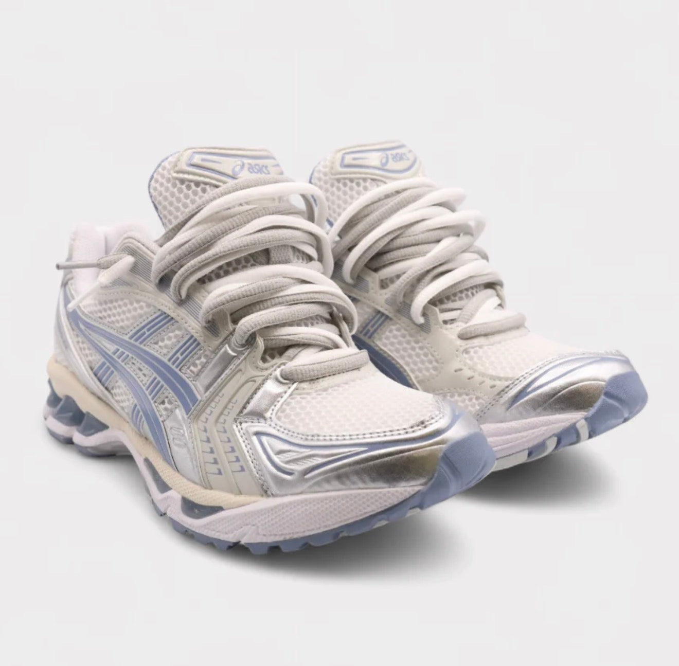 ASICS Gel-Kayano 14-White Light Navy Fjord Double Laces