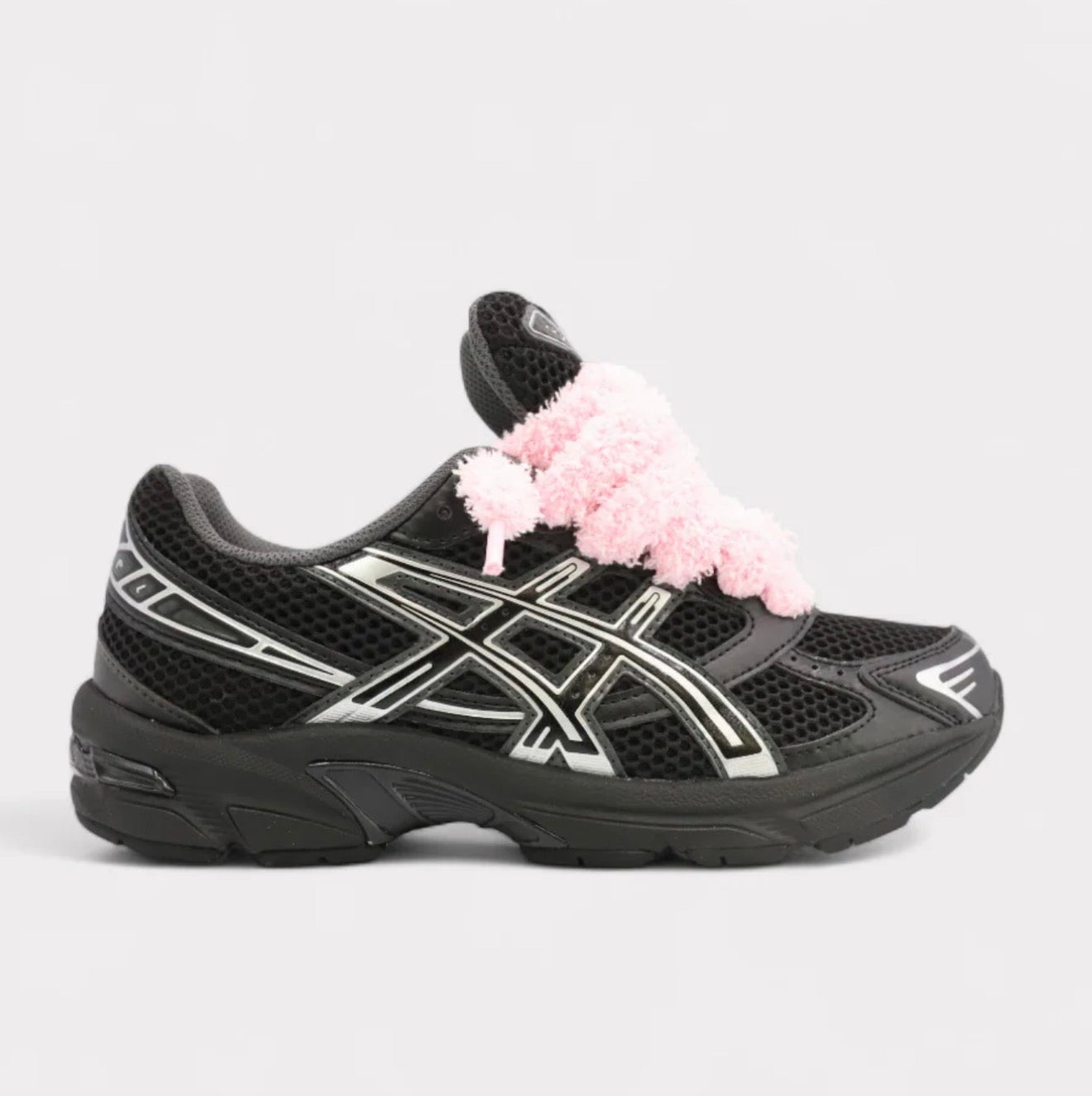 ASICS Gel-1130 Black Pure Silver Fluffy Laces Pink