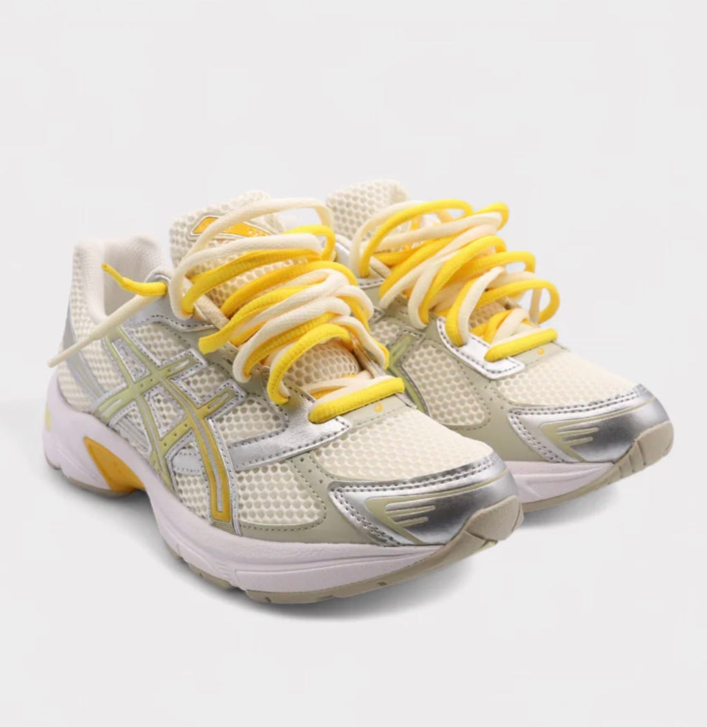ASICS Gel-1130-Cream Pure Silver Yellow Double Laces