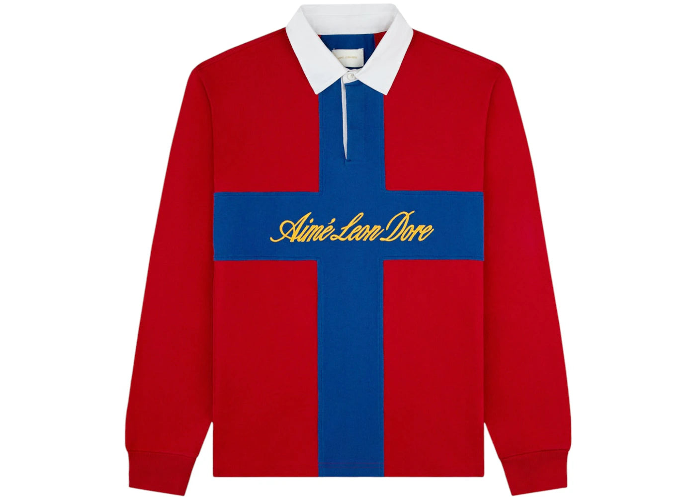 Aime Leon Dore Paneled Sail Rugby Shirt-Equestrian Red