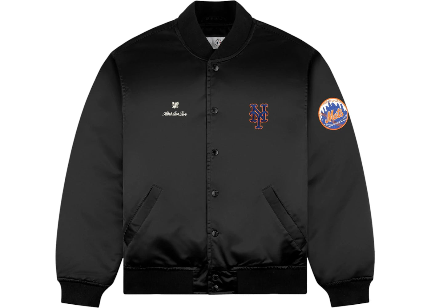Aime Leon Dore x New York Mets Satin Varsity Jacket-Black